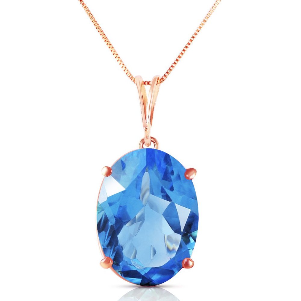 14K. SOLID GOLD NECKLACE WITH OVAL BLUE TOPAZ - Picture 8 of 11